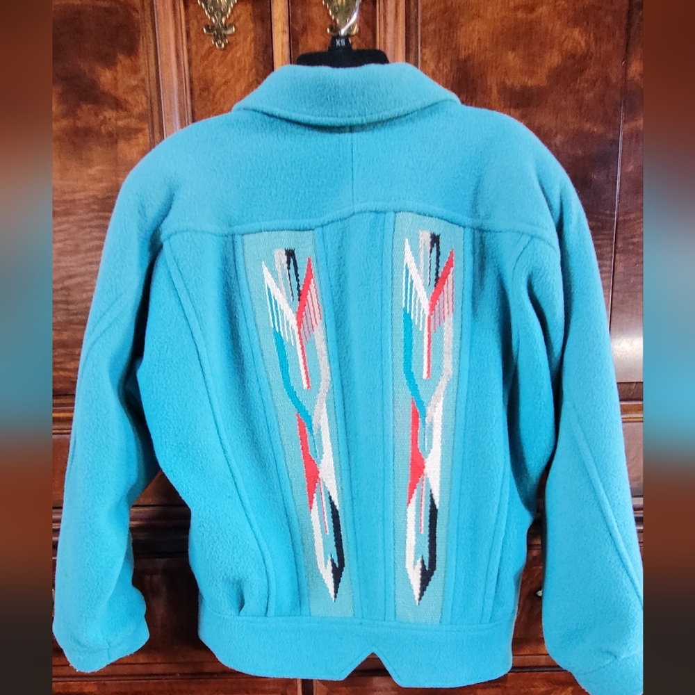 Vintage Genuine Authentic Indigenous Chimayo Handwoven blanket coat. Size 6 - Picture 3 of 10
